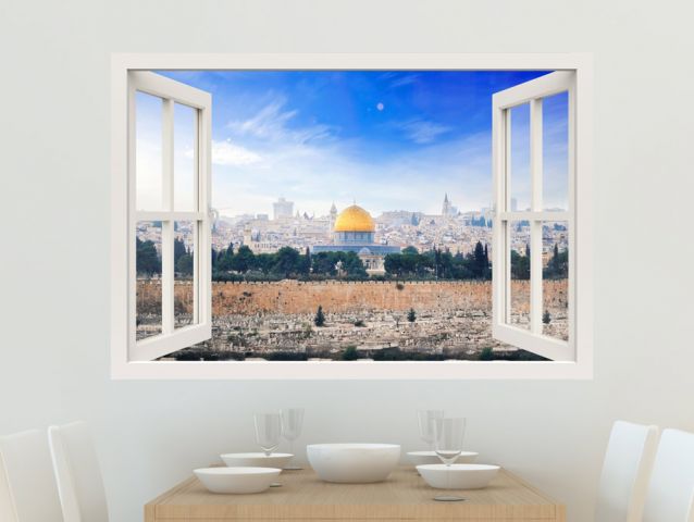 מדבקת קיר חלון תלת מימד ירושלים