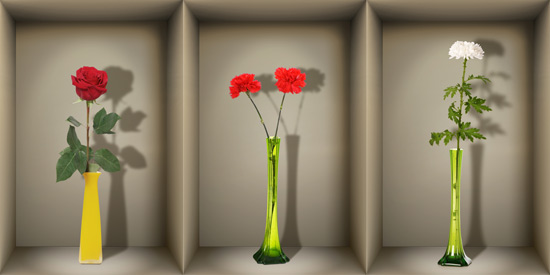 מדבקות נישה פרחים באגרטלי זכוכית