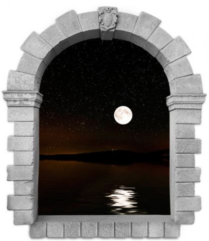 חלון עתיק ירח מלא