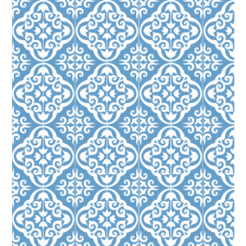 עיצוב פרחוני כחול למדרגות