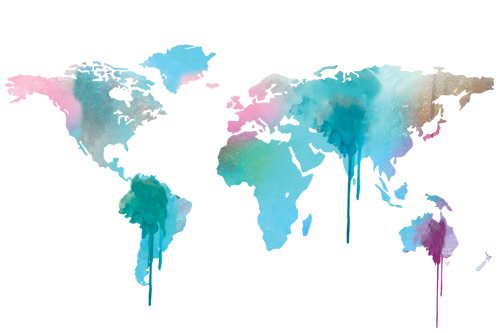 טפט מדבקת מפת עולם נזילה בצבעי פסטל