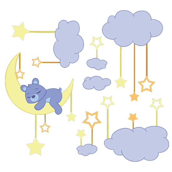 דובון כחול ישן על הירח
