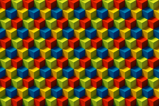 קוביות צבעוניות תלת מימדיות