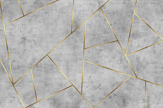 צורות גיאומטריות - בטון אפור ופסי זהב