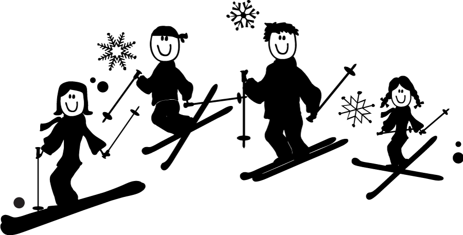 מדבקה לרכב | משפחה עושה סקי