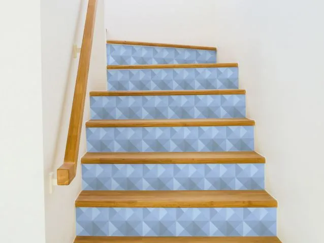 מדבקה למדרגות משולשים כחולים