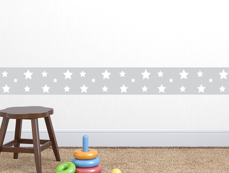 בורדר כוכבים אפורים לחדרי תינוקות