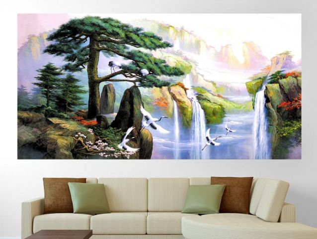 מדבקת נוף יפני מצוייר לסלון