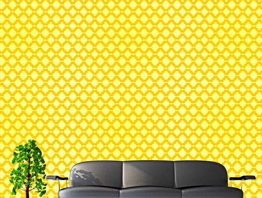 טפט גאומטרי צהוב לבית