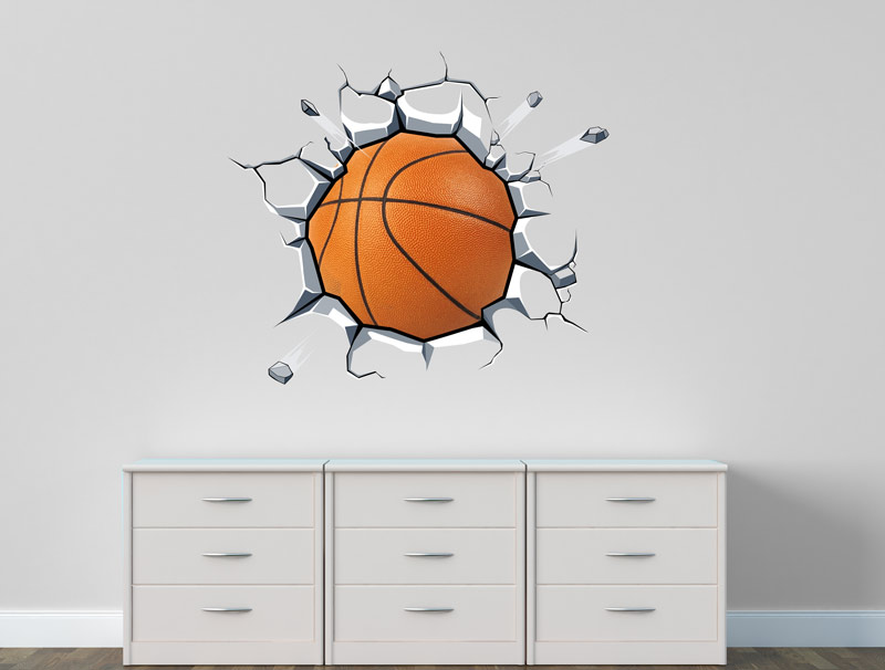 מדבקת כדורסל מתוך קיר