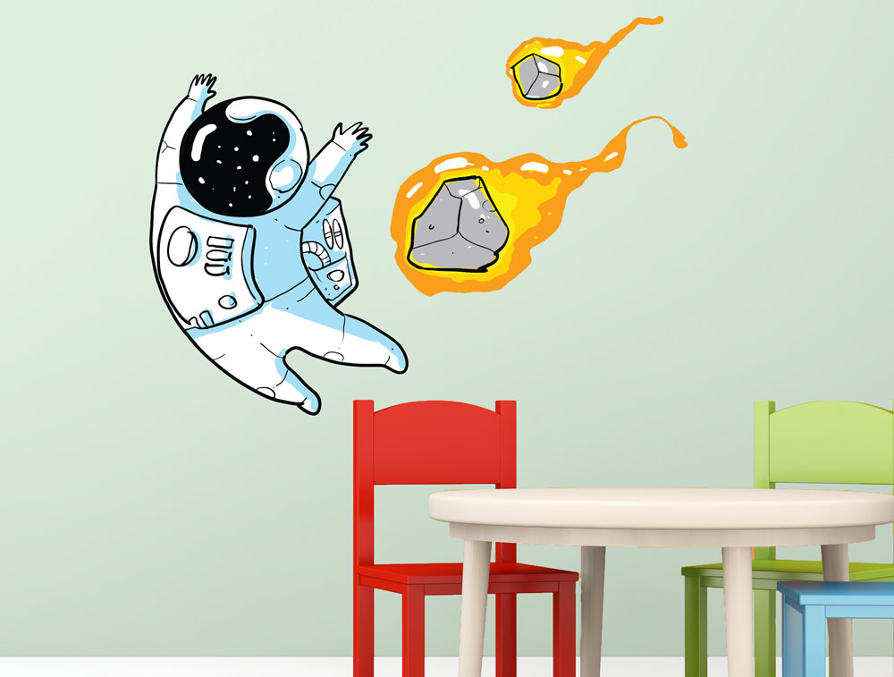 אסטרונאוט חמוד בורח ממטאורים