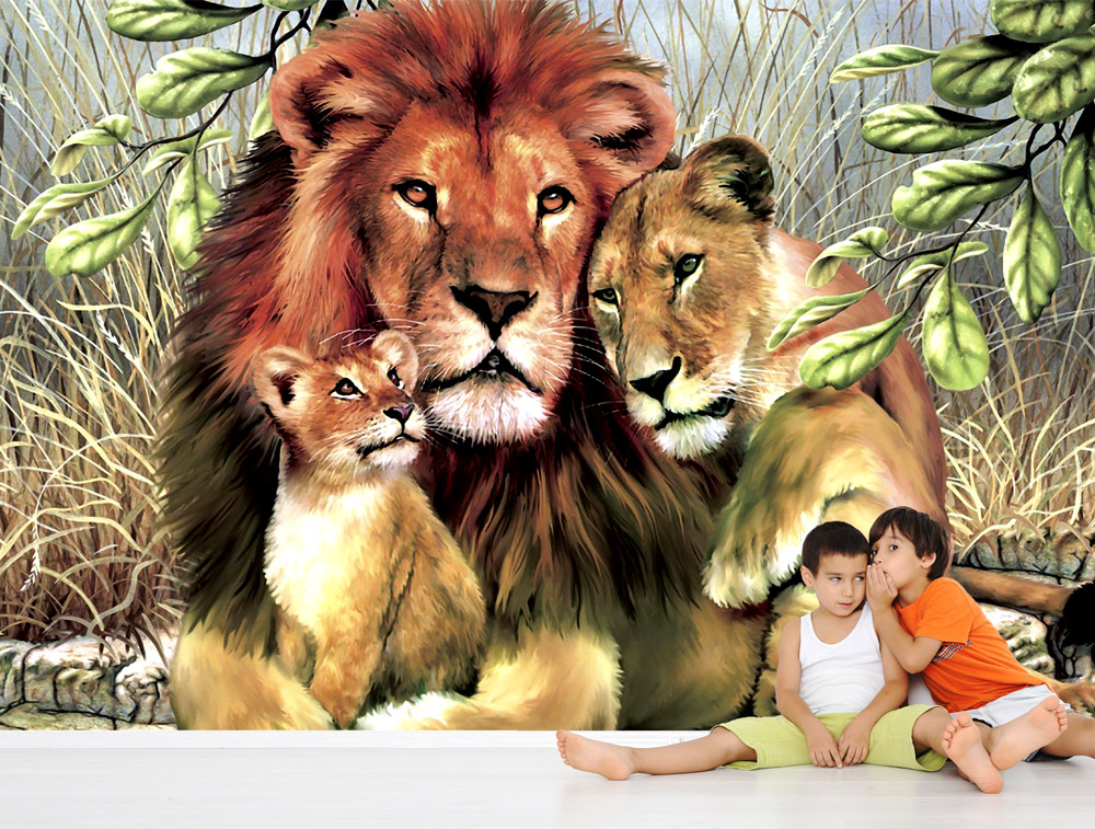 משפחת אריות מאויירים