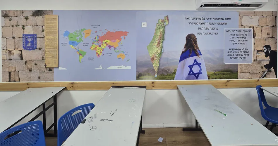מדבקת טפט מעוצבת מפת עולם והמנון - תזכור שאתה הוא הרועה