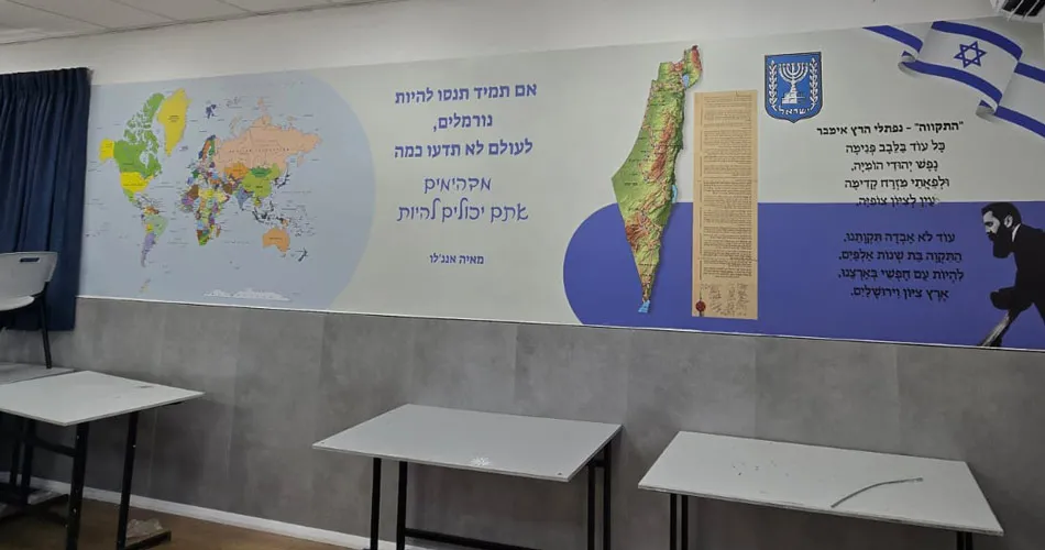 מדבקת טפט מעוצבת מפת עולם והמנון - אם תמיד תנסו להיות נורמלי