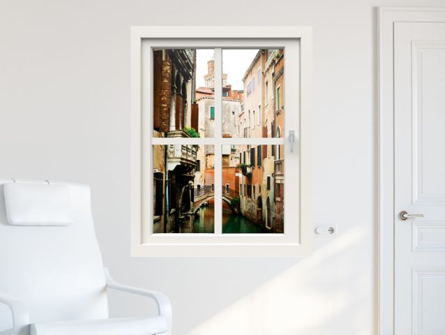 מדבקת קיר חלון קטן לונציה