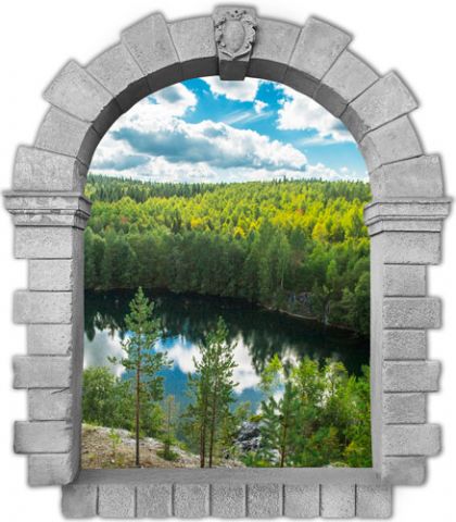 חלון עתיק אגם ביער
