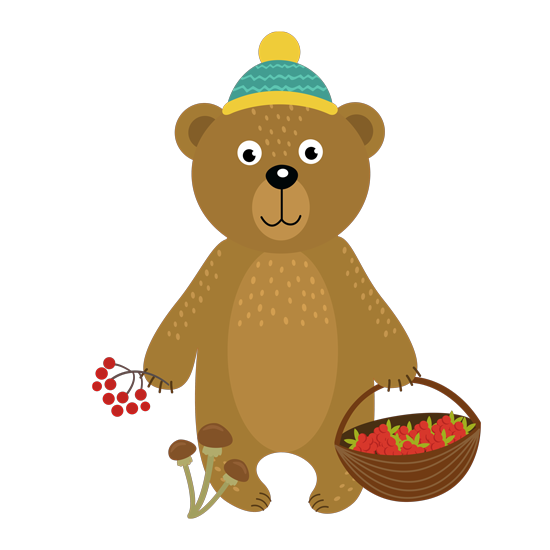 דוב חמוד עם פירות יער