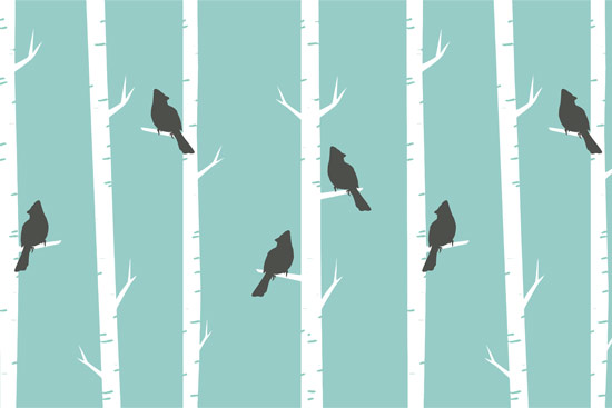 טפט | ציפורים בחורשת עצים
