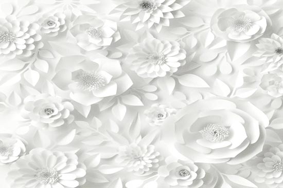 אוריגמי פרחים בגווני אפור בהיר