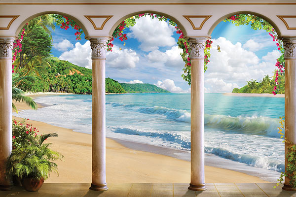 מרפסת קשתות עם נוף לחוף