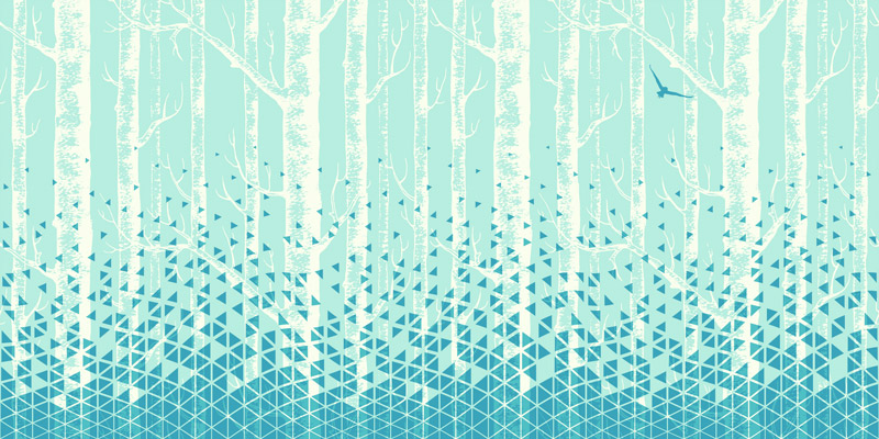 יער מאוייר כחול בהיר
