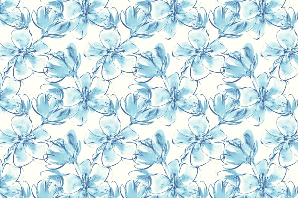 פרחים בסגנון צבעי מים בגווני כחול