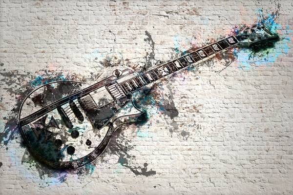 גרפיטי גיטרה חשמלית כחולה