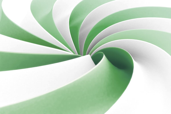 ספירלה תלת מימדית ירוק לבן