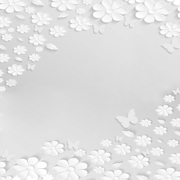 מדבקת טפט | פרחים ופרפרים שחור לבן