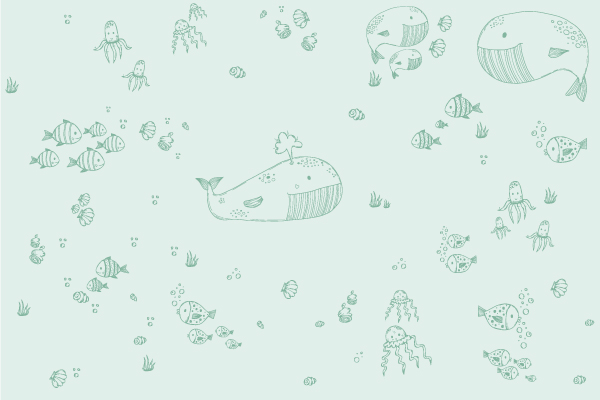 מדבקת טפט | חיות ים שוחות ברקע עדין