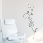 עיטור עדין פרח ופרפר | StickDecor