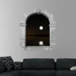 חלון עתיק ירח מלא | StickDecor