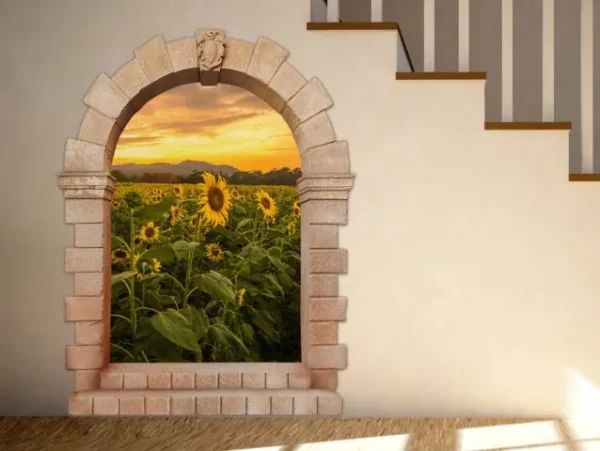 אשליית שער עתיק לשדה חמניות