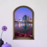 חלון בצורת נישה לעיר לילית | StickDecor