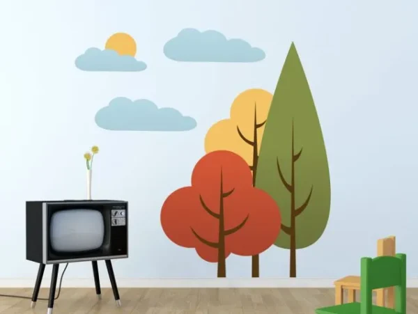 עצים מצויירים לחדרי ילדים