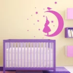 מדבקת קיר ילדת הירח והכוכבים | StickDecor