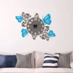 שעון פרחים ופרפרים | StickDecor