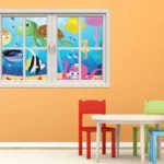 מדבקת קיר צב ים בחלון | StickDecor