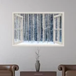 מדבקת 3D window יער מושלג | StickDecor