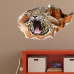 מדבקת קיר תלת מימד נמר מפהק | StickDecor