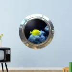 מדבקת קיר אשליית חלון של צוללת | StickDecor