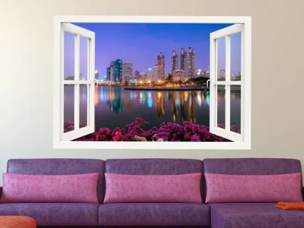 3D window romantic city
