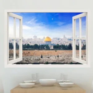 מדבקת קיר חלון תלת מימד ירושלים