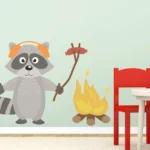 רקון חמוד עושה מדורה | StickDecor