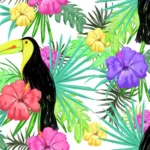 פרחים ותוכים צבעוניים | StickDecor