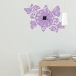שעון פרחים ופרפרים | StickDecor