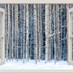 מדבקת 3D window יער מושלג | StickDecor