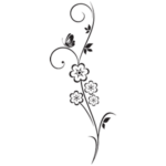 עיטור עדין פרח ופרפר | StickDecor