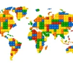 מפת עולם סטייל לגו | StickDecor
