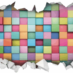 חור בקיר קוביות צבעוניות | StickDecor